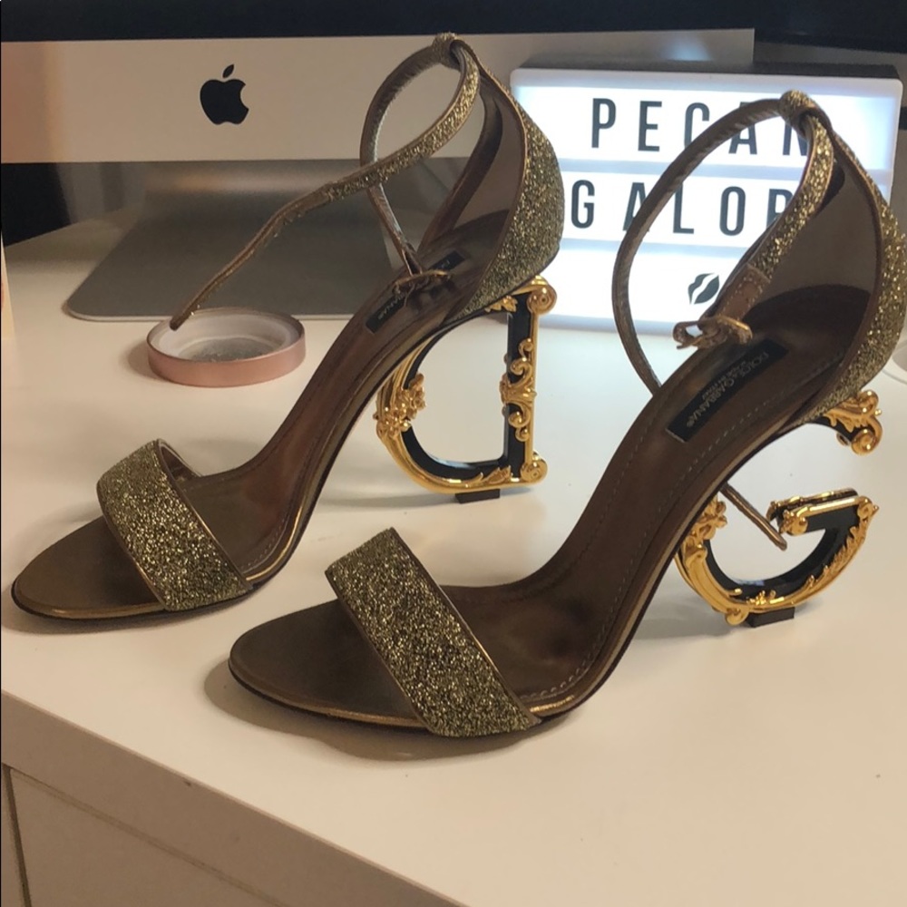 Gold Dolce & Gabbana Soft lurex & mordore heels